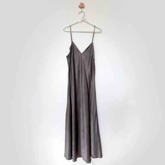 Zara "Tie Dye" Satin Maxi Dress, Gray / Silver, M - Picture 1 of 12
